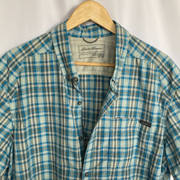 Eddie Bauer Men's Pack It Seersucker Short-Sleeve Shirt Size XL EUC - Picture 8 of 13
